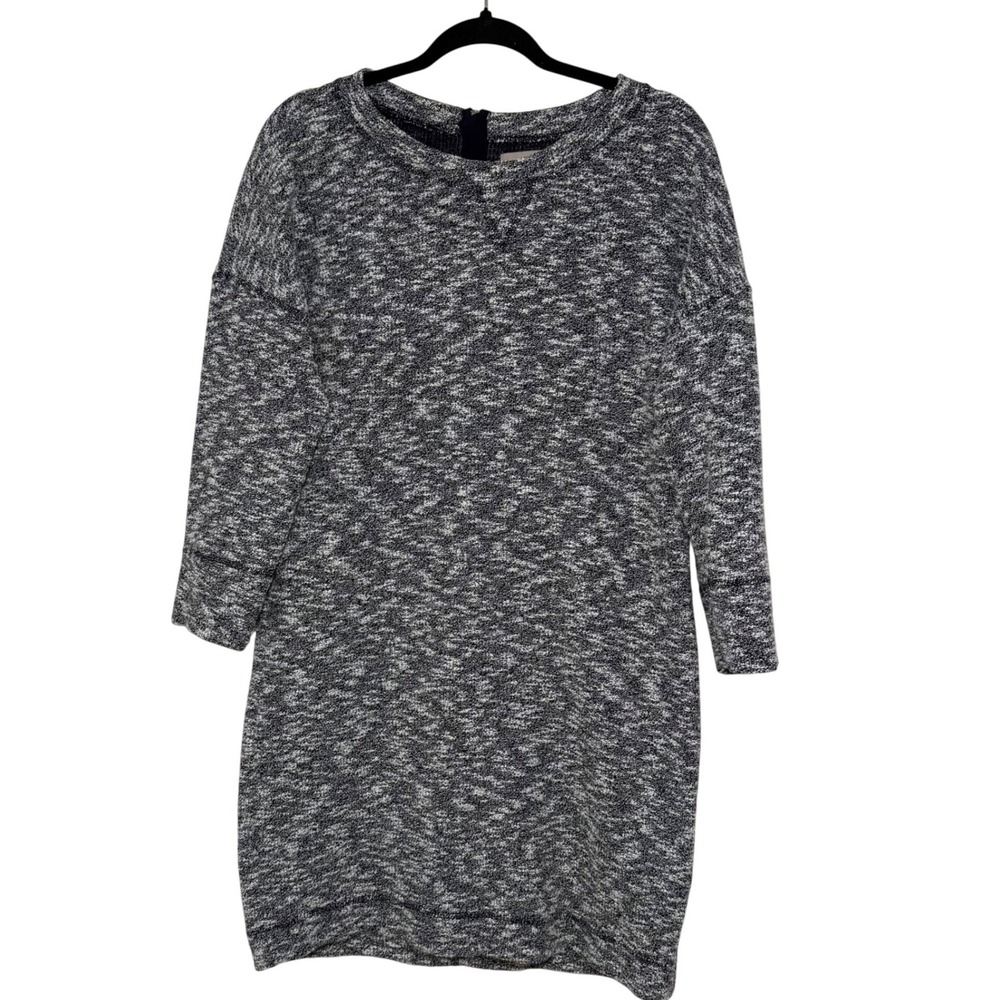 Banana Republic Marled Gray Black Sweatshirt‎ Dress L Long Sleeve Knit Back Zip